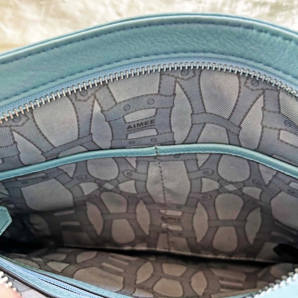 CROSSBODY, AIMEE KESTENBERG SARATOGA LEATHER, SKY BLUE, TOP ZIPPER, SHOULDER - Picture 11 of 14